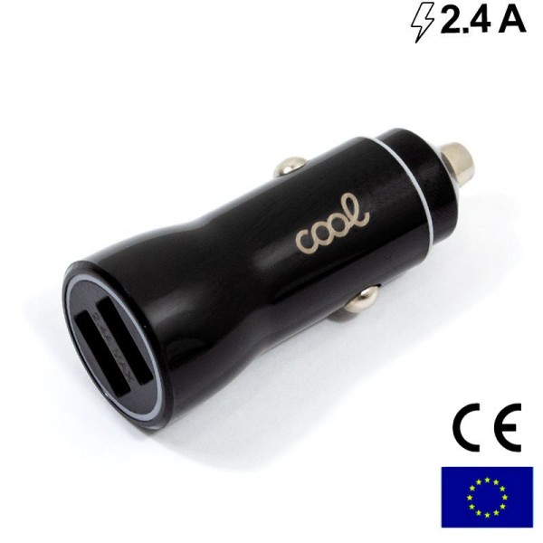 Cargador Coche Universal Doble Entrada Usb COOL Negro 2.4 Amp