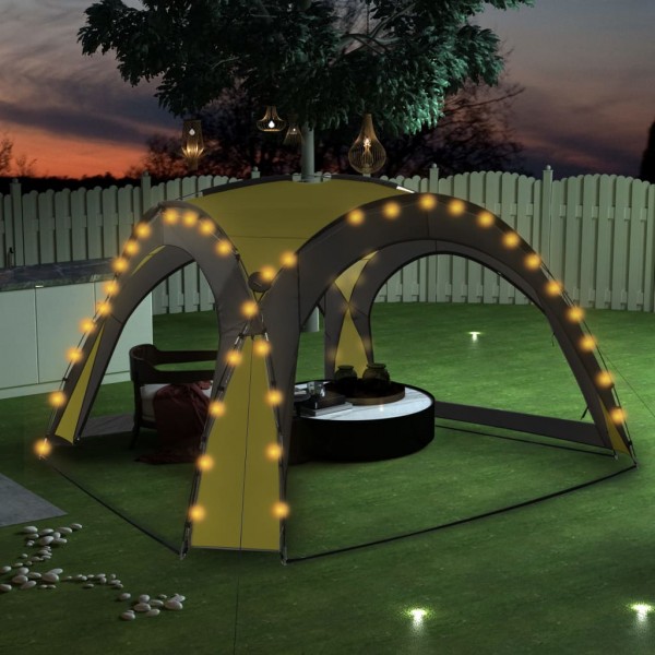 Carpa de fiesta con LED 4 paredes laterales verde 3.6x3.6x2.3 m
