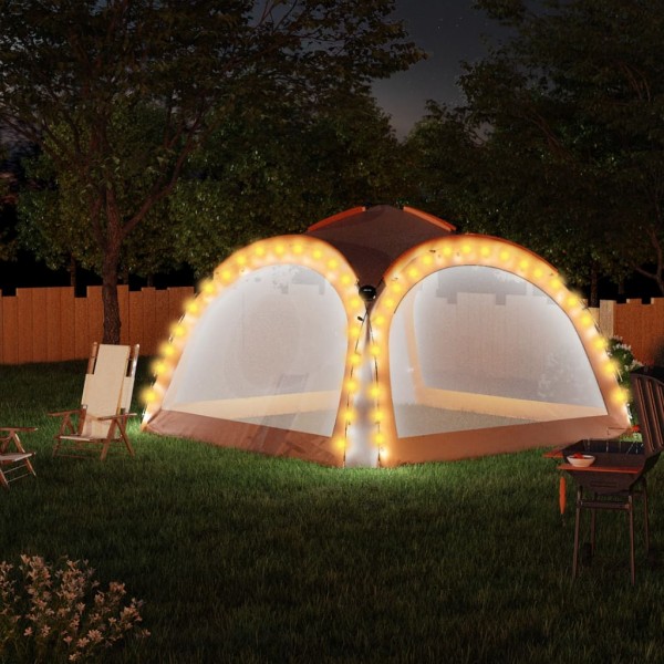 Carpa de fiesta LED 4 paredes gris y naranja 3.6x3.6x2.3 m