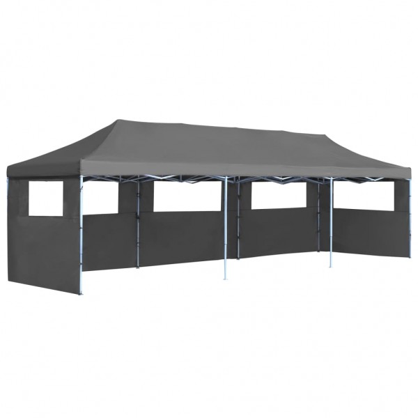 Carpa plegable Pop-up con 5 paredes laterales 3x9 m gris