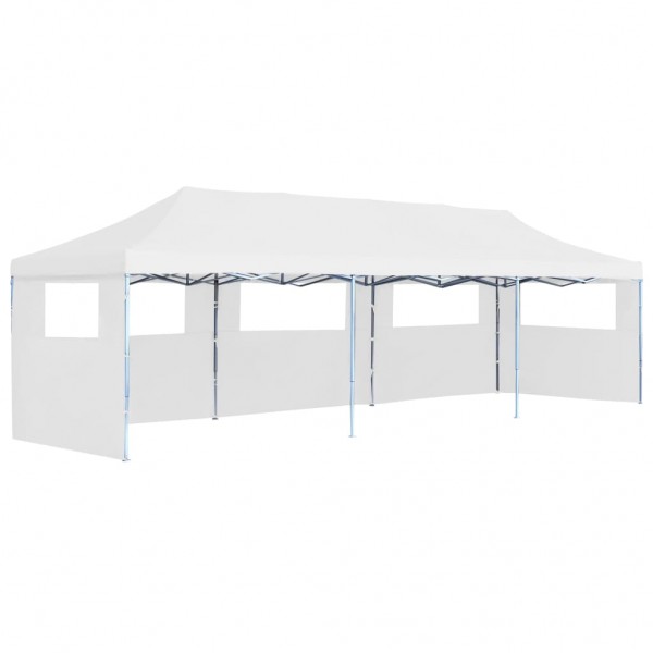 Carpa plegable Pop-up con 5 paredes laterales blanco 3x9 m