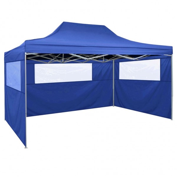 Carpa pleglable con 3 paredes 3x4.5 m azul