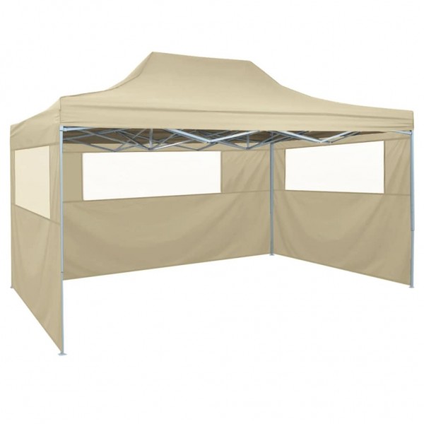 Carpa pleglable con 3 paredes 3x4.5 m crema
