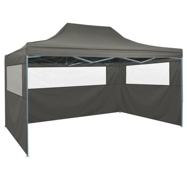 Carpa pleglable con 3 paredes 3x4.5 m gris antracita