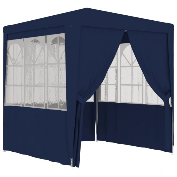 Carpa profesional para fiestas con paredes azul 90 g/m² 2x2 m