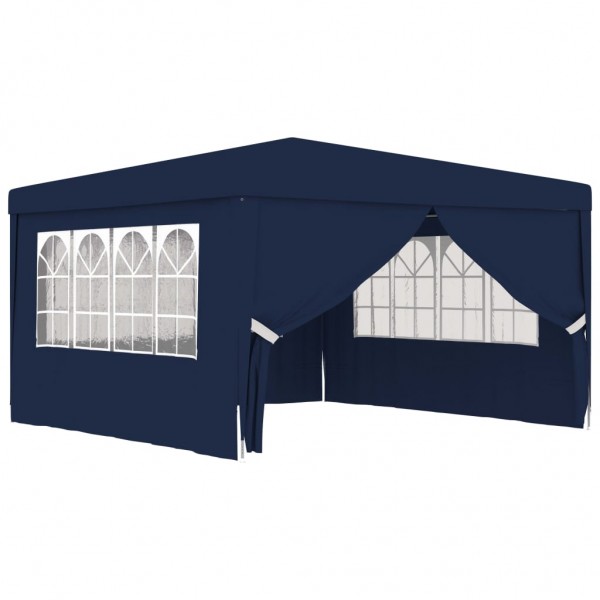 Carpa profesional para fiestas con paredes azul 90 g/m² 4x4 m