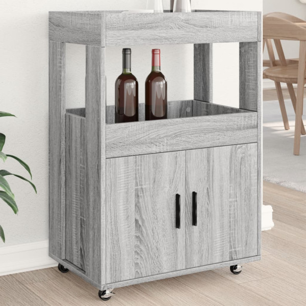 Carrito de bar madera de ingeniería gris Sonoma 60x39.5x89 cm