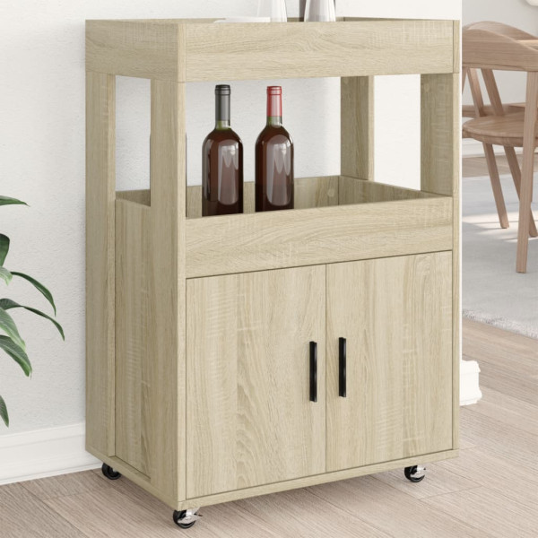 Carrito de bar madera de ingeniería roble Sonoma 60x39.5x89 cm