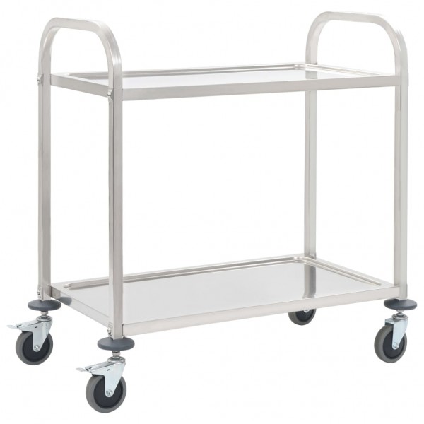 Carrito de cocina de 2 alturas acero inoxidable 95x45x83.5 cm