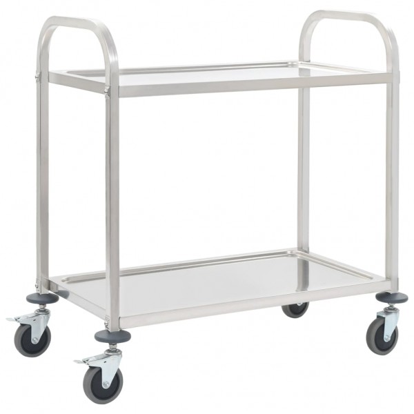 Carrito de cocina de 2 alturas acero inoxidable 96.5x55x90 cm