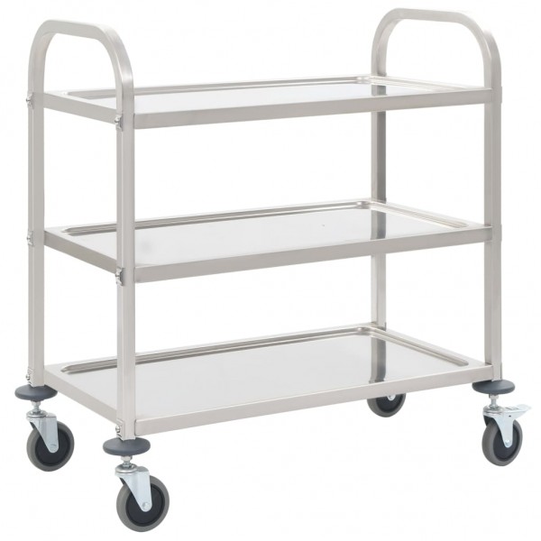 Carrito de cocina de 3 alturas 95x45x83.5 cm acero inoxidable