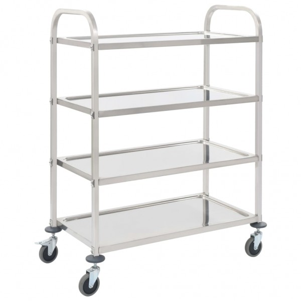 Carrito de cocina de 4 alturas acero inoxidable 107x55x125 cm
