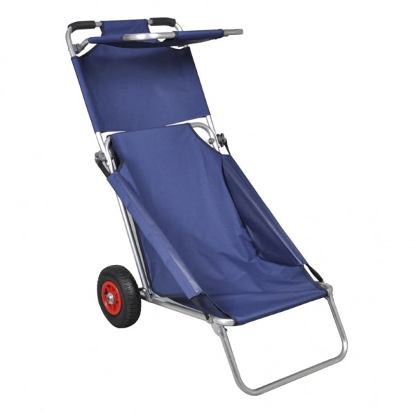 Carrito de playa portátil y plegable con ruedas azul
