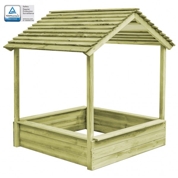 Casa de juegos de jardín con arenero madera pino 123x120x146 cm