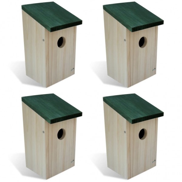 Casa para pájaros 4 unidades madera 12x12x22 cm