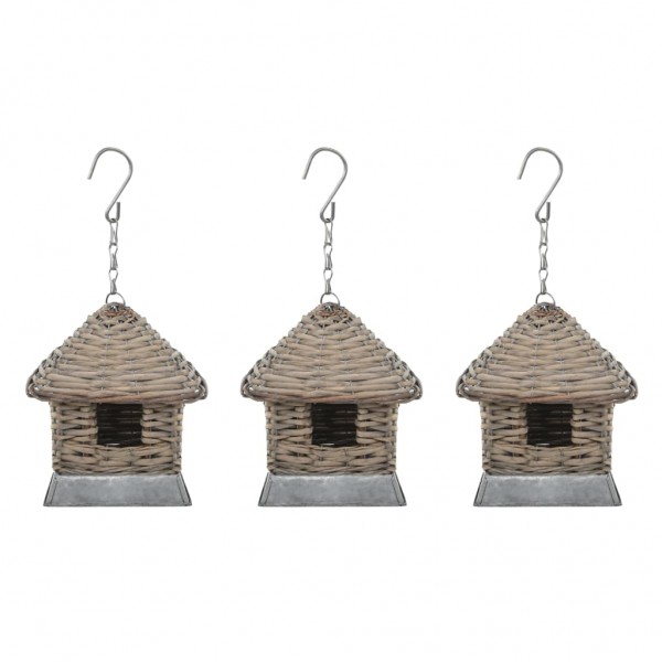 Casas para pájaros 3 unidades mimbre