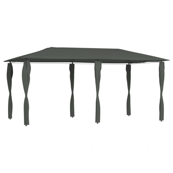 Cenador con cubiertas de postes antracita 3x6x2.6 m 160 g/m²