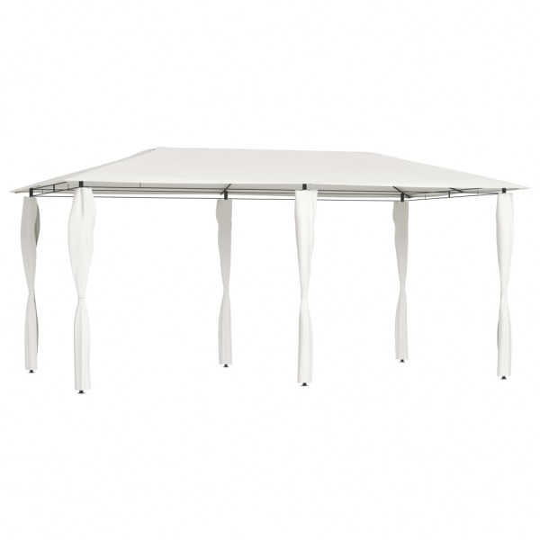 Cenador con cubiertas de postes crema 3x6x2.6 m 160 g/m²