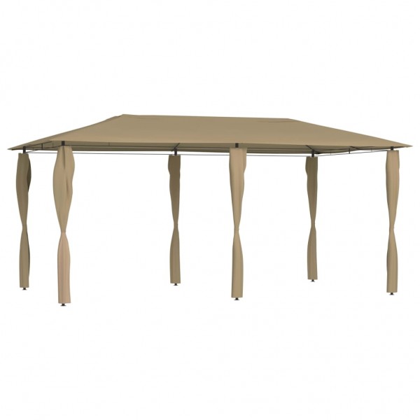 Cenador con cubiertas de postes taupé 3x6x2.6 m 160 g/m²
