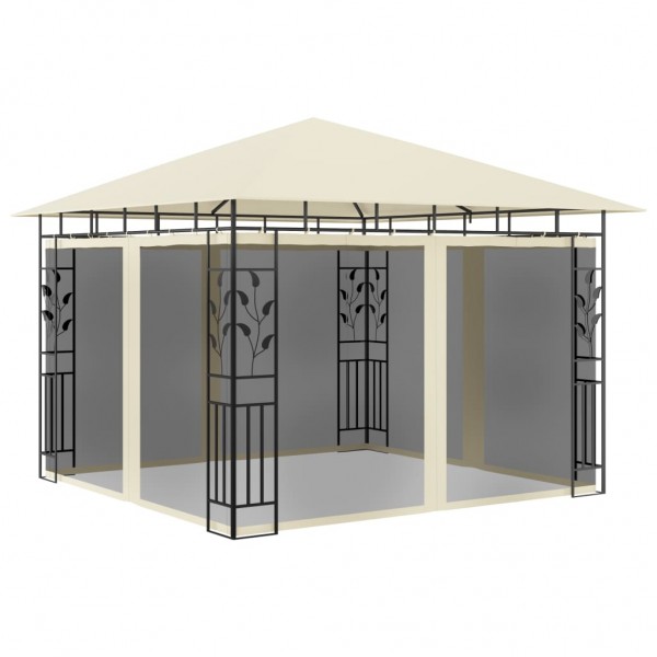 Cenador con mosquitera color crema 3x3x2.73 m 180 g/m²