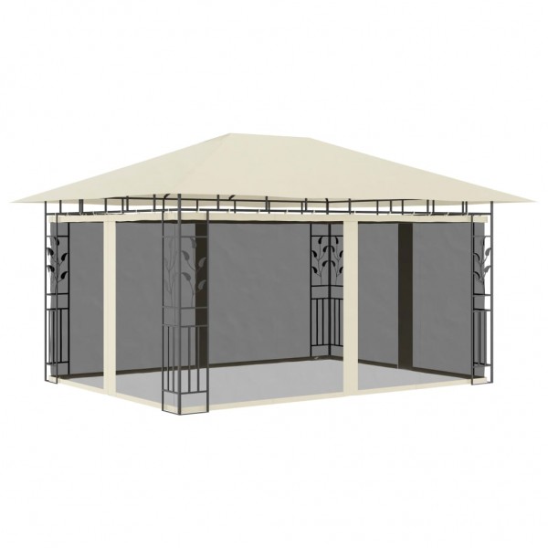 Cenador con mosquitera color crema 4x3x2.73 m 180 g/m²