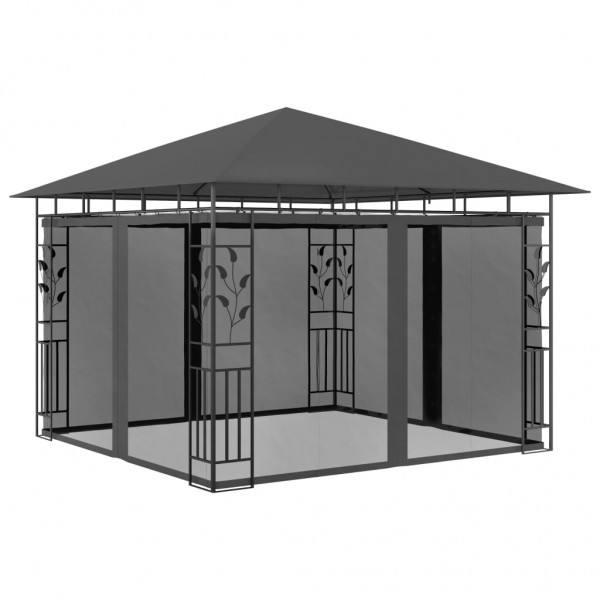 Cenador con mosquitera gris antracita 3x3x2.73 m 180 g/m²