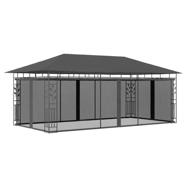 Cenador con mosquitera gris antracita 6x3x2.73 m
