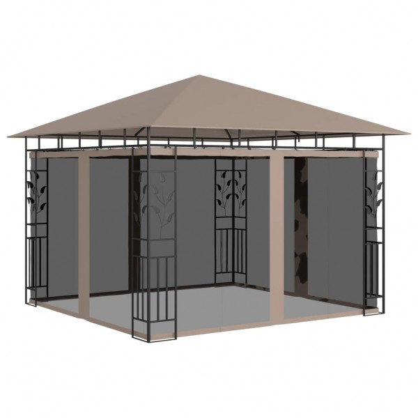 Cenador con mosquitera gris taupe 3x3x2.73 m 180 g/m²
