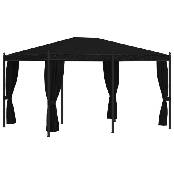 Cenador con pantallas de malla acero gris antracita 3x4 m