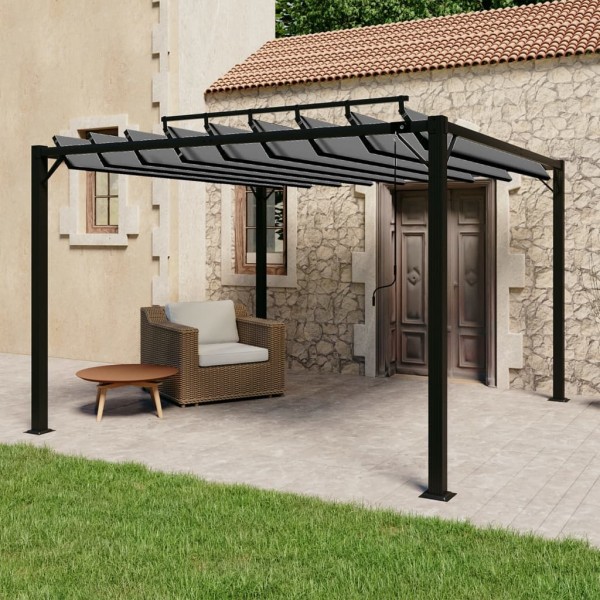 Cenador con techo persiana 3x3 m tela y aluminio antracita