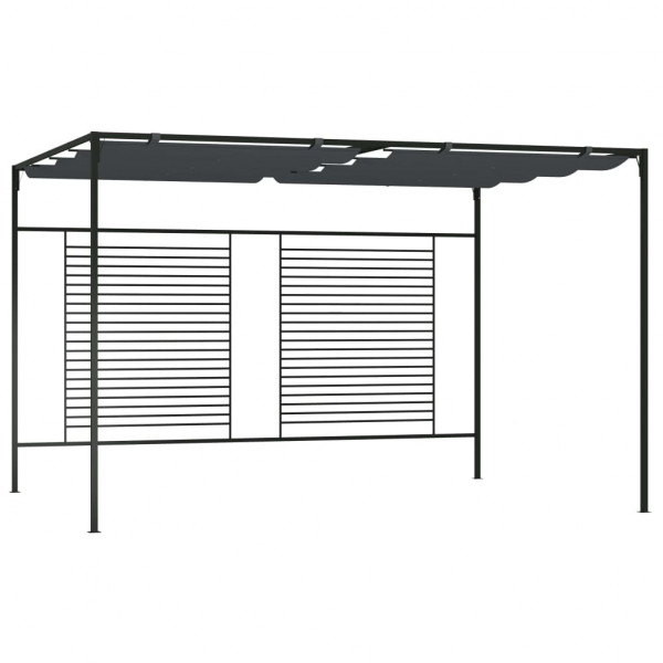 Cenador con techo retráctil antracita 4x3x2.3 m 180 g/m²