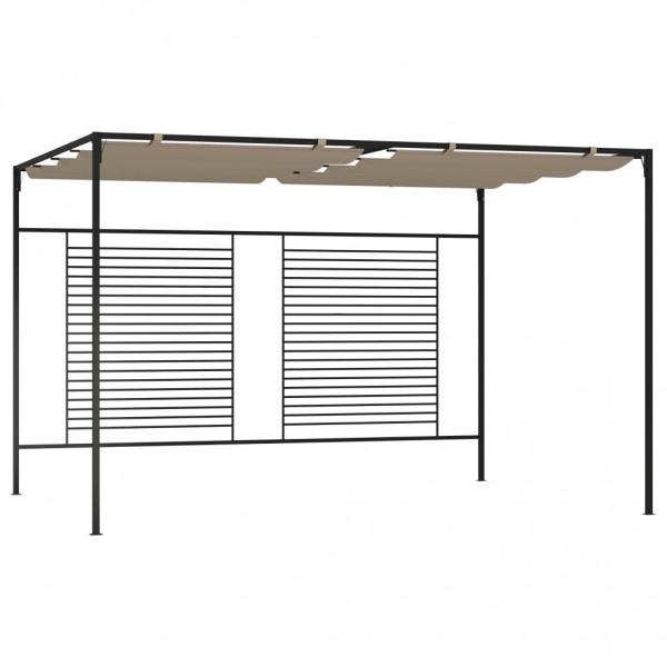 Cenador con techo retráctil gris taupe 3x4x2.3 m 180 g/m²