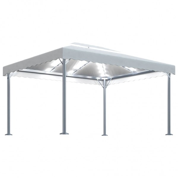Cenador con tira de luces LED aluminio crema 400x300 cm