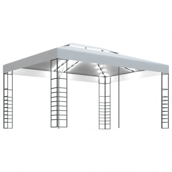 Cenador con tira de luces LED blanco 4x3x2.7 m