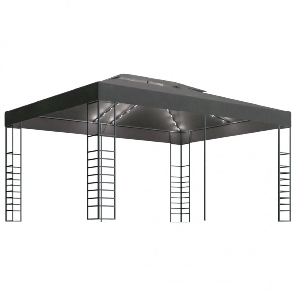 Cenador con tira de luces LED gris antracita 3x4 m