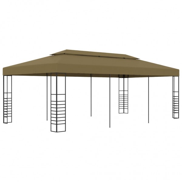 Cenador de jardín 6x3x2.7 m gris taupe 180 g/m²