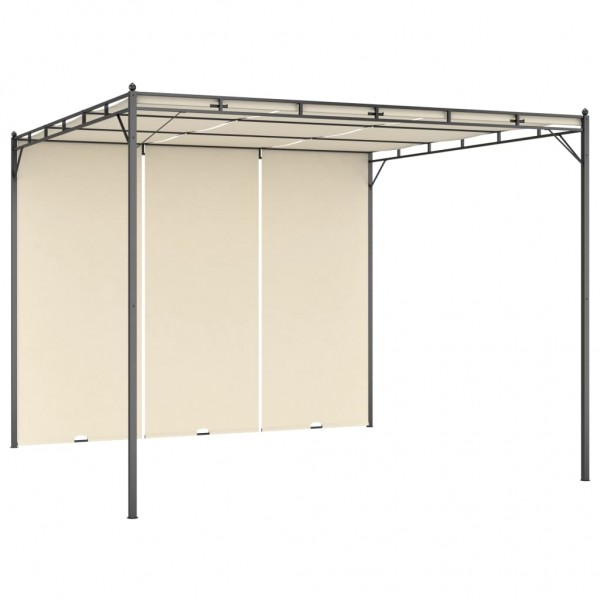 Cenador de jardín con cortina lateral color crema 3x3x2.25 m