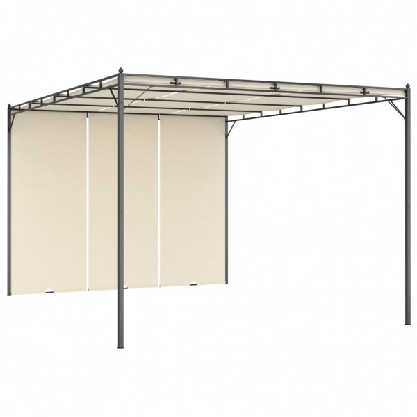 Cenador de jardín con cortina lateral color crema 4x3x2.25 m
