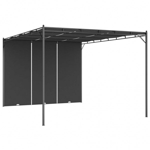 Cenador de jardín con cortina lateral gris antracita 4x3x2.25 m