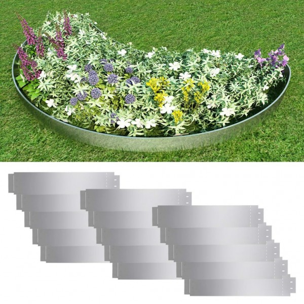 Cercas para césped 15 piezas acero galvanizado 100x20cm