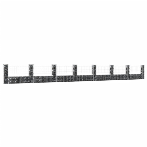Cesta de gaviones forma de U 8 postes de hierro 860x20x100 cm