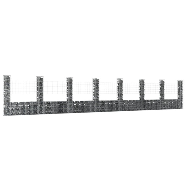 Cesta de gaviones forma de U 8 postes de hierro 860x20x150 cm