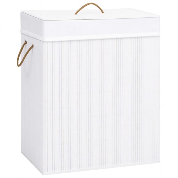 Cesta para la ropa sucia de bambú de una sección blanca 83 l