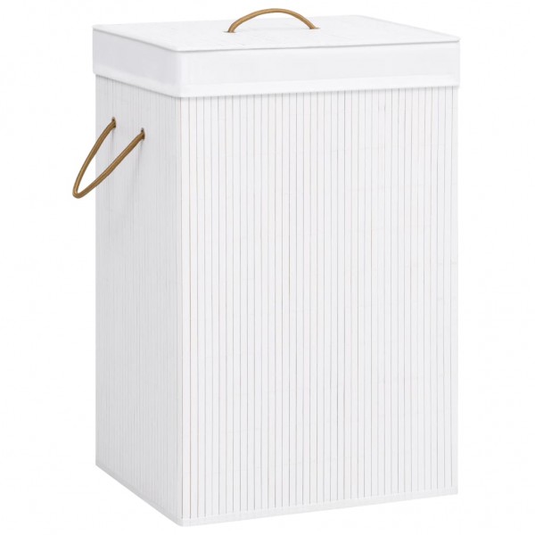 Cesta para la ropa sucia de bambú de una sección blanca