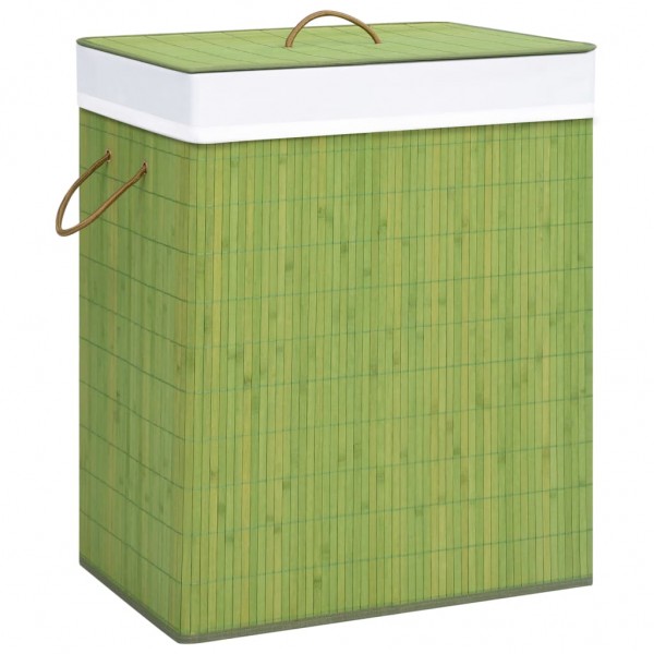 Cesta para la ropa sucia de bambú de una sección verde 83 l