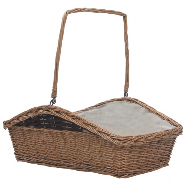 Cesta para leña con asas sauce marrón 61.5x46.5x58 cm