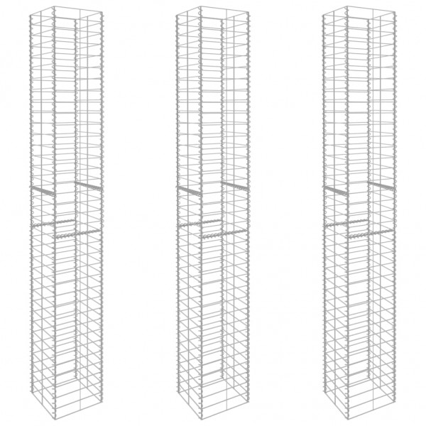 Cestas de muro de gaviones 3 uds acero galvanizado 25x25x197cm