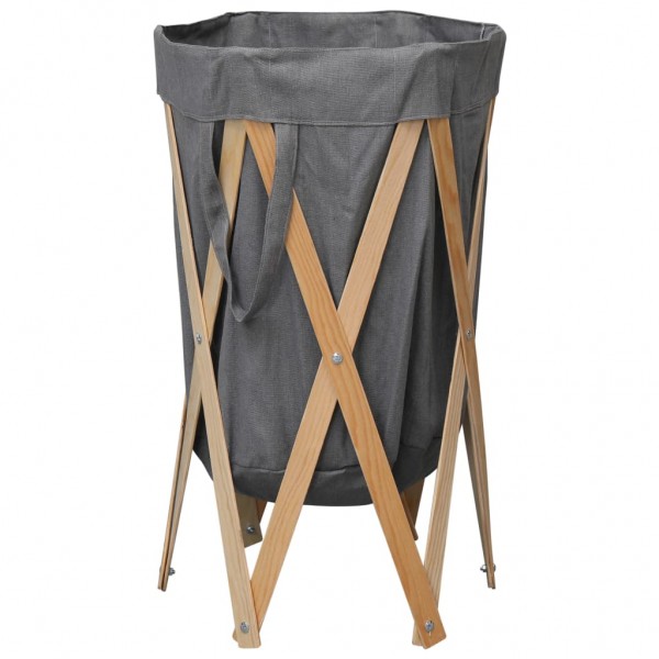 Cesto para colada plegable madera y tela gris