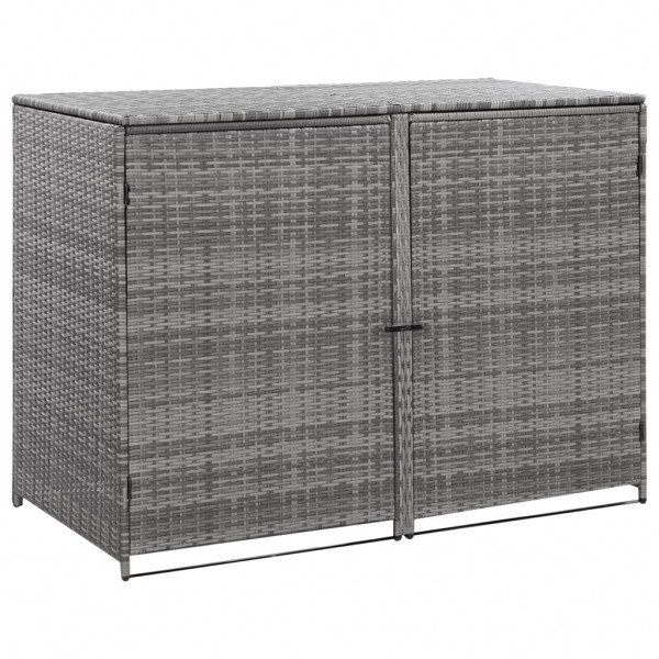 Cobertizo doble para contenedor ratán PE gris 148x77x111 cm