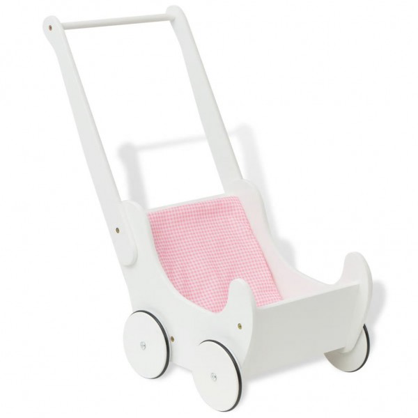Cochecito de muñecas madera 53x25.7x50 cm blanco